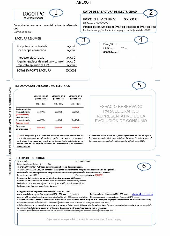 primera pagina de la factura de la luz