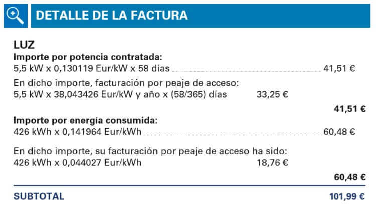 Potencia luz endesa detalle de la potencia de luz contratada con Endesa