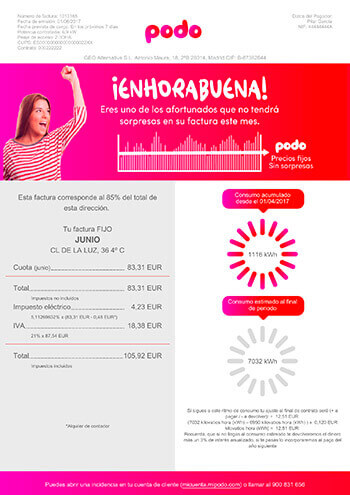 Divide tu factura de luz Factura de Podo