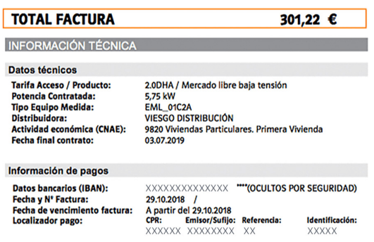 Ejemplo de factura de Repsol