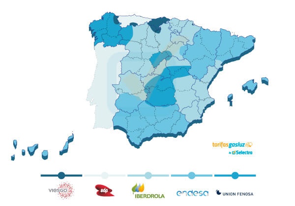 Mapa de distribución eléctrica en España