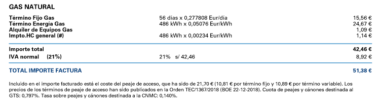 Factura TUR Energía XXI